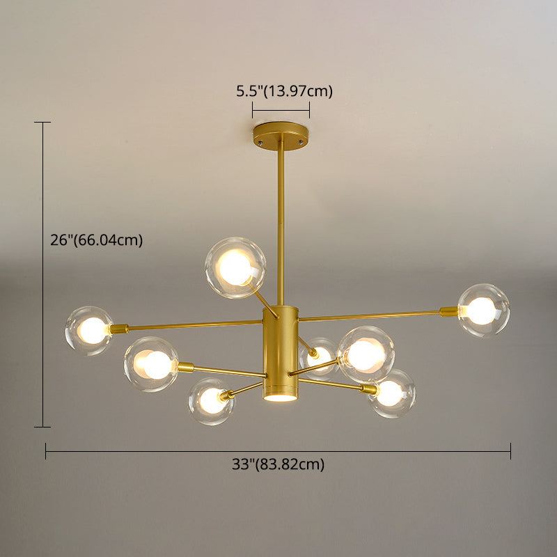 Post-Modern Starburst Hanging Chandelier Light Clear Globe Glass Ceiling Chandelier for Living Room Clearhalo 'Ceiling Lights' 'Chandeliers' Lighting' options 2629852