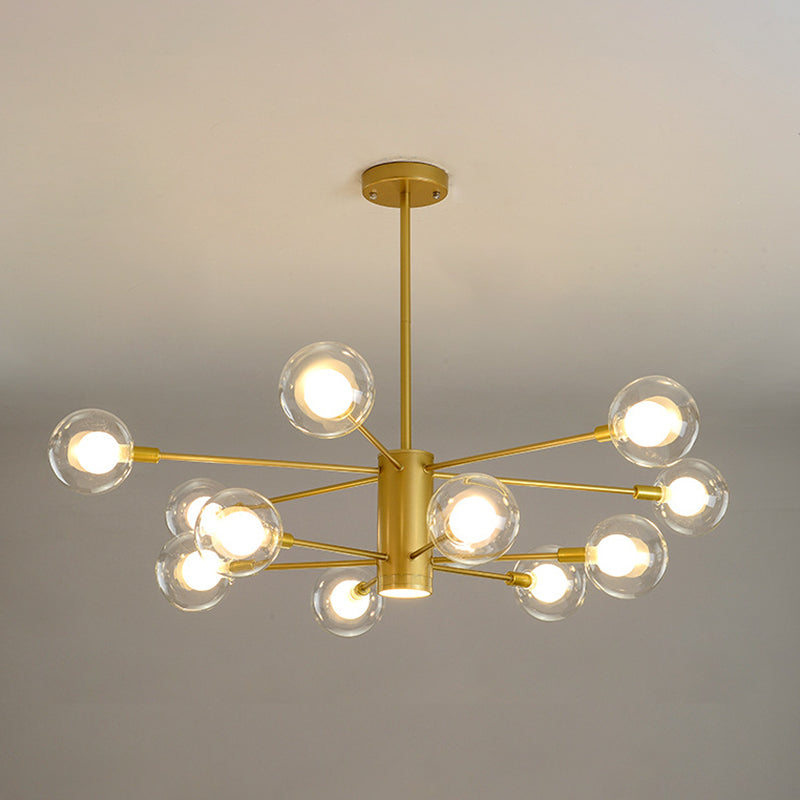 Post-Modern Starburst Hanging Chandelier Light Clear Globe Glass Ceiling Chandelier for Living Room Clearhalo 'Ceiling Lights' 'Chandeliers' Lighting' options 2629853