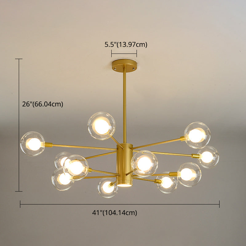 Post-Modern Starburst Hanging Chandelier Light Clear Globe Glass Ceiling Chandelier for Living Room Clearhalo 'Ceiling Lights' 'Chandeliers' Lighting' options 2629854