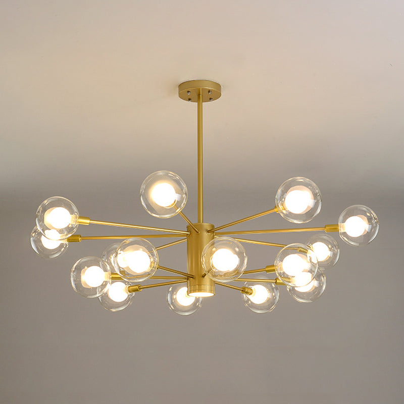 Post-Modern Starburst Hanging Chandelier Light Clear Globe Glass Ceiling Chandelier for Living Room Clearhalo 'Ceiling Lights' 'Chandeliers' Lighting' options 2629855