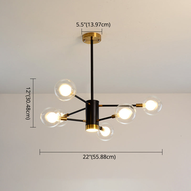 Post-Modern Starburst Hanging Chandelier Light Clear Globe Glass Ceiling Chandelier for Living Room Clearhalo 'Ceiling Lights' 'Chandeliers' Lighting' options 2629859