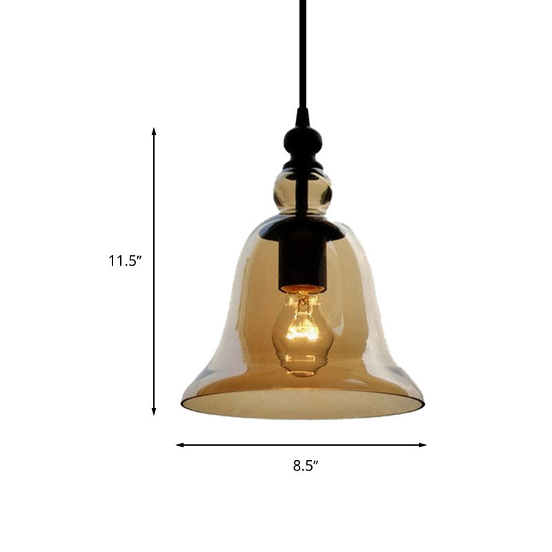 Bell Pendant Lamp Modernism Amber/Clear Glass 1 Head Dining Room Hanging Light Fixture Clearhalo 'Ceiling Lights' 'Glass shade' 'Glass' 'Modern Pendants' 'Modern' 'Pendant Lights' 'Pendants' Lighting' 262986