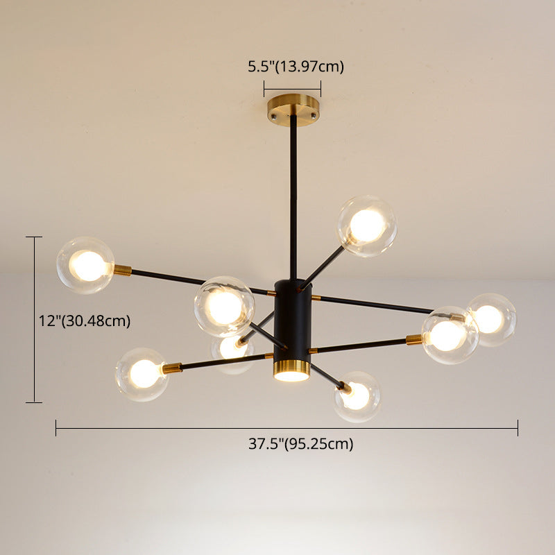 Post-Modern Starburst Hanging Chandelier Light Clear Globe Glass Ceiling Chandelier for Living Room Clearhalo 'Ceiling Lights' 'Chandeliers' Lighting' options 2629860