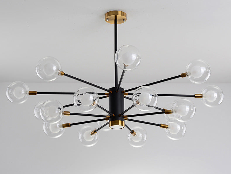 Post-Modern Starburst Hanging Chandelier Light Clear Globe Glass Ceiling Chandelier for Living Room Clearhalo 'Ceiling Lights' 'Chandeliers' Lighting' options 2629862