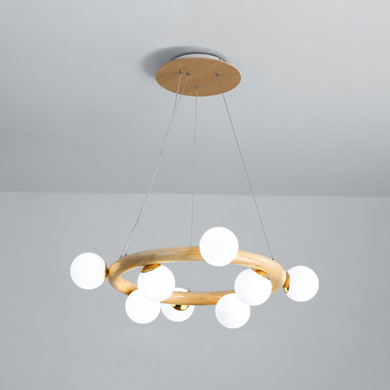 Modern Minimalist Round Chandelier Light Fixture Natural Wood Living Room Ceiling Chandelier 8 Wood Clearhalo 'Ceiling Lights' 'Chandeliers' Lighting' options 2629869_08724ee5-6092-4f4c-b30a-c82dc33dd1d8