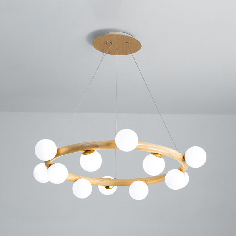 Modern Minimalist Round Chandelier Light Fixture Natural Wood Living Room Ceiling Chandelier 12 Wood Clearhalo 'Ceiling Lights' 'Chandeliers' Lighting' options 2629871_8b7e381e-1b62-4dcb-a42e-7068646a85cd