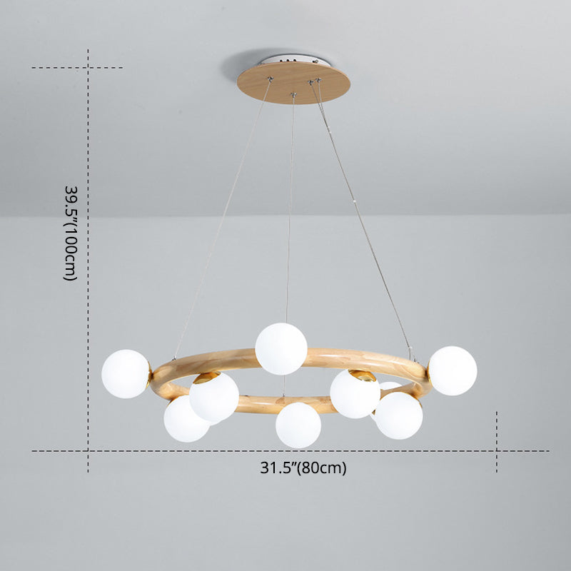 Modern Minimalist Round Chandelier Light Fixture Natural Wood Living Room Ceiling Chandelier Clearhalo 'Ceiling Lights' 'Chandeliers' Lighting' options 2629875