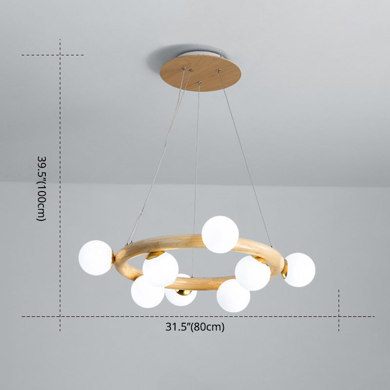 Modern Minimalist Round Chandelier Light Fixture Natural Wood Living Room Ceiling Chandelier Clearhalo 'Ceiling Lights' 'Chandeliers' Lighting' options 2629876