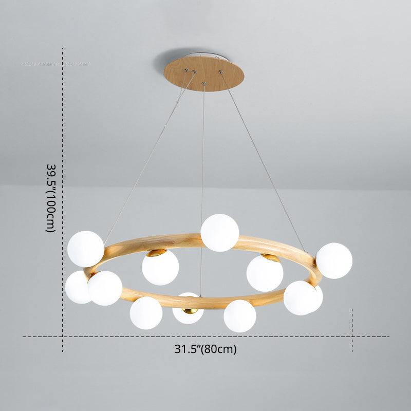 Modern Minimalist Round Chandelier Light Fixture Natural Wood Living Room Ceiling Chandelier Clearhalo 'Ceiling Lights' 'Chandeliers' Lighting' options 2629877