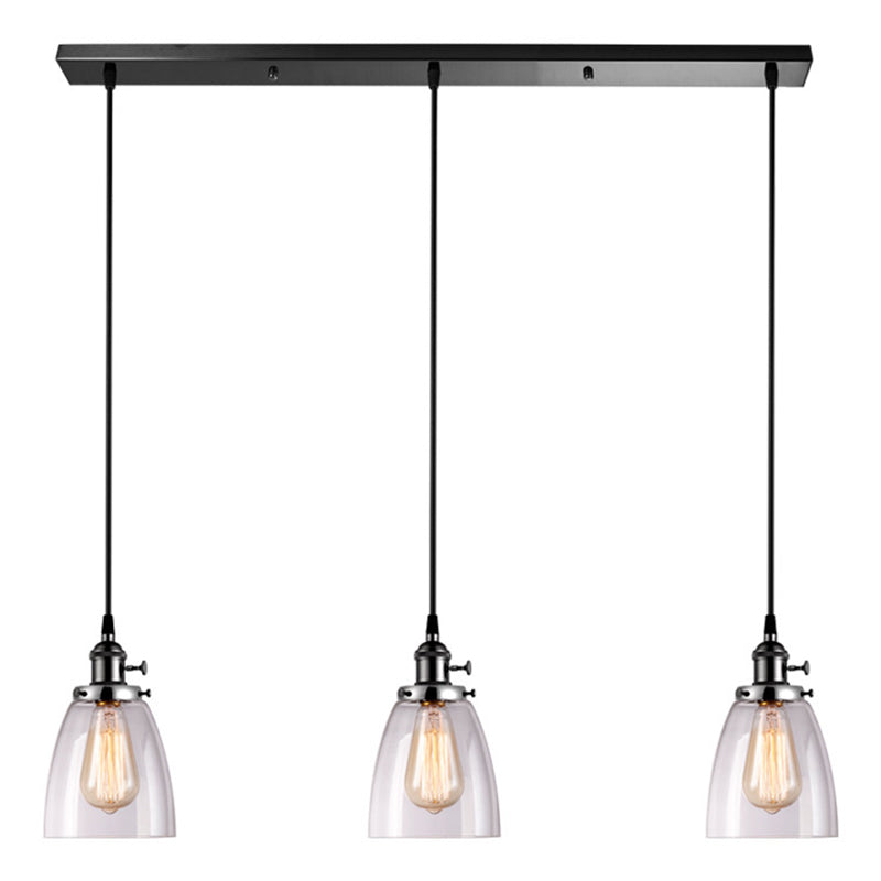 3 Lights Tapered Glass Pendant Industrial Multiple Hanging Lights with Hanging Cord for Bar Clearhalo 'Ceiling Lights' 'Pendant Lights' 'Pendants' Lighting' 2629910