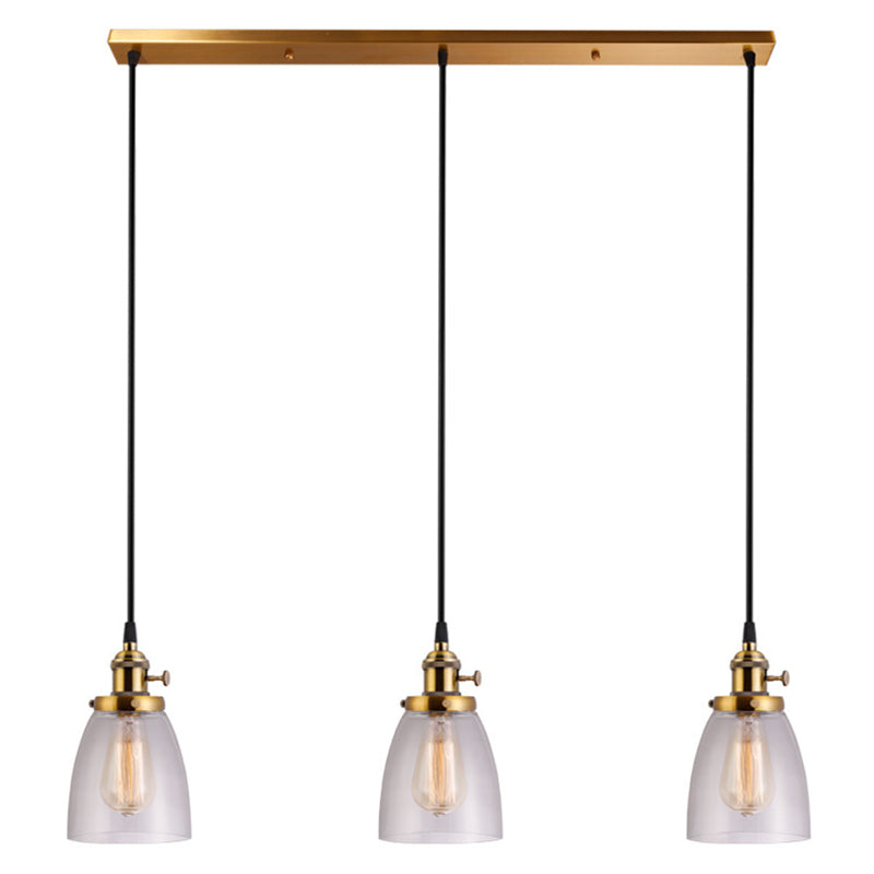 3 Lights Tapered Glass Pendant Industrial Multiple Hanging Lights with Hanging Cord for Bar Clearhalo 'Ceiling Lights' 'Pendant Lights' 'Pendants' Lighting' 2629912