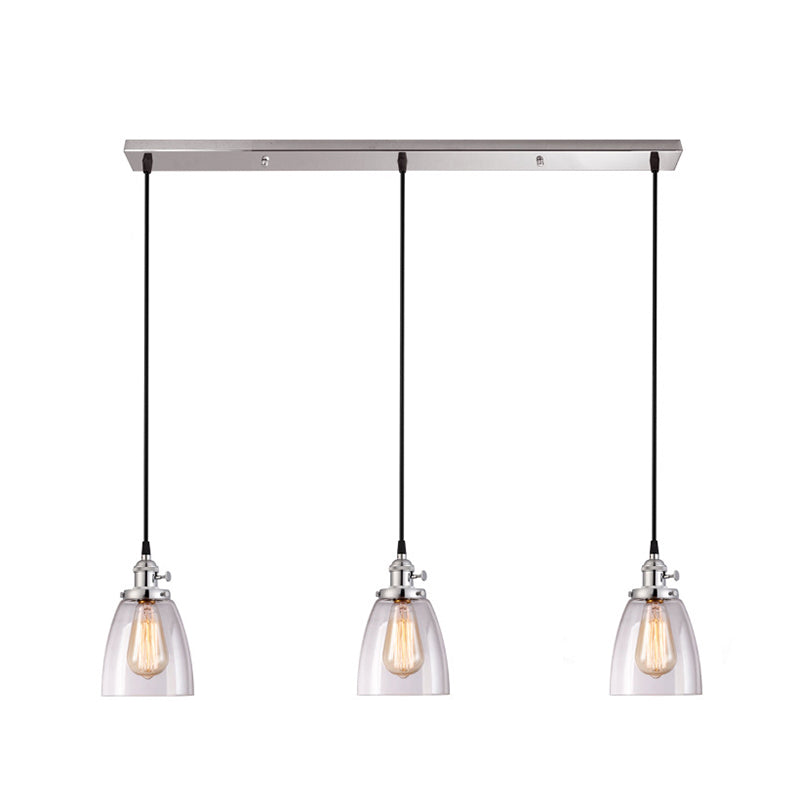 3 Lights Tapered Glass Pendant Industrial Multiple Hanging Lights with Hanging Cord for Bar Clearhalo 'Ceiling Lights' 'Pendant Lights' 'Pendants' Lighting' 2629917