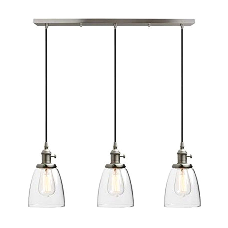 3 Lights Tapered Glass Pendant Industrial Multiple Hanging Lights with Hanging Cord for Bar Clearhalo 'Ceiling Lights' 'Pendant Lights' 'Pendants' Lighting' 2629918