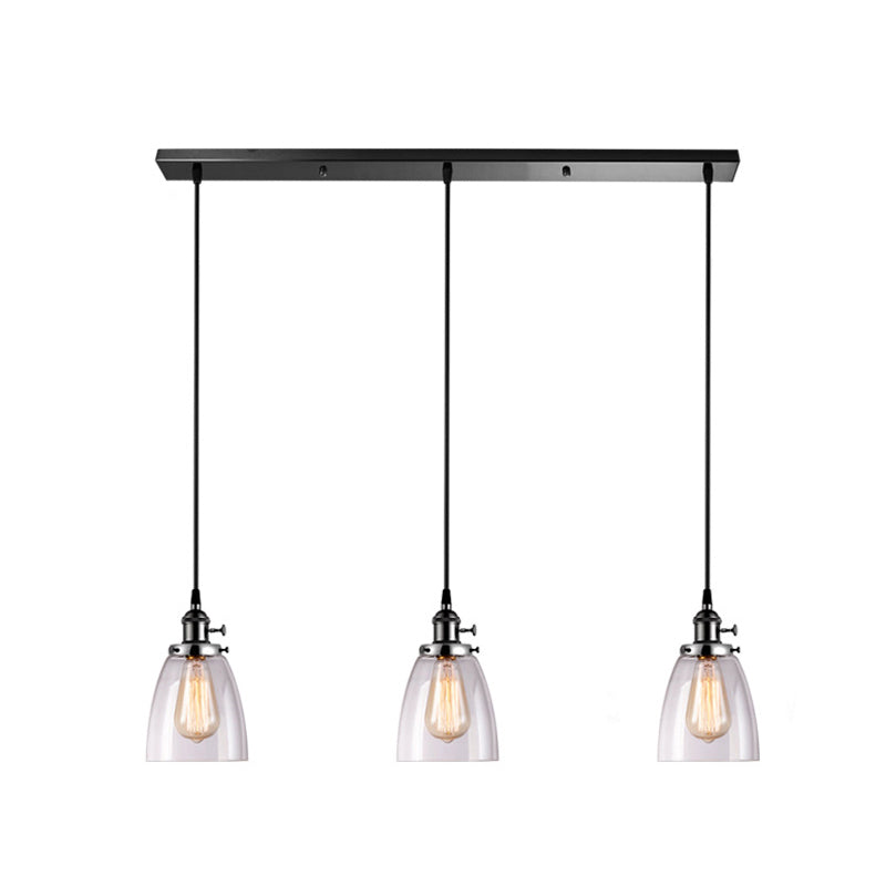 3 Lights Tapered Glass Pendant Industrial Multiple Hanging Lights with Hanging Cord for Bar Clearhalo 'Ceiling Lights' 'Pendant Lights' 'Pendants' Lighting' 2629920