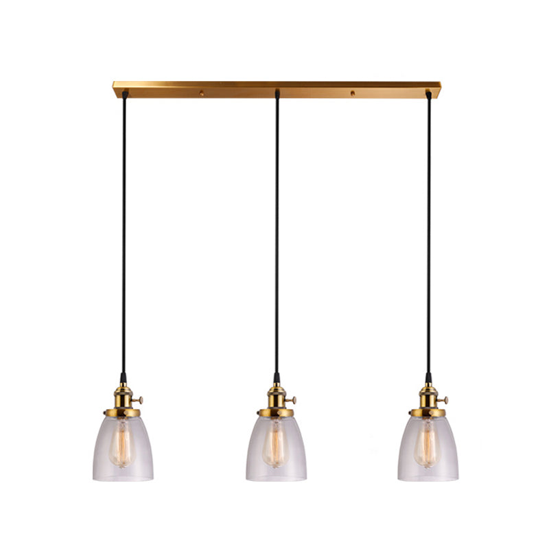 3 Lights Tapered Glass Pendant Industrial Multiple Hanging Lights with Hanging Cord for Bar Clearhalo 'Ceiling Lights' 'Pendant Lights' 'Pendants' Lighting' 2629924