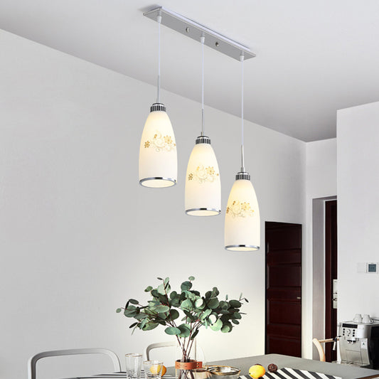 3 Lights Bottle Multi Light Pendant Modern Simple White Glass Hanging Light for Restaurant Clearhalo 'Ceiling Lights' 'Pendant Lights' 'Pendants' Lighting' 2629970