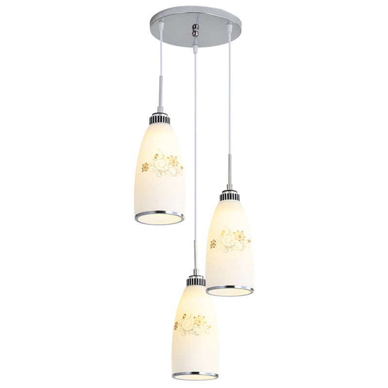 3 Lights Bottle Multi Light Pendant Modern Simple White Glass Hanging Light for Restaurant Clearhalo 'Ceiling Lights' 'Pendant Lights' 'Pendants' Lighting' 2629972