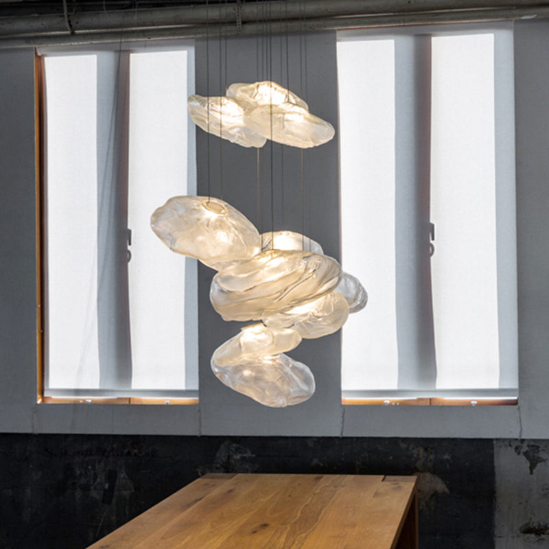 1 Light Bun Hanging Lights Post-Modern Lattice Glass Ceiling Fixture for Restaurant Clearhalo 'Ceiling Lights' 'Pendant Lights' 'Pendants' Lighting' 2629980