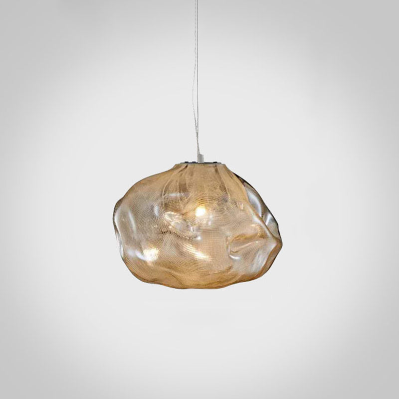 1 Light Bun Hanging Lights Post-Modern Lattice Glass Ceiling Fixture for Restaurant Clearhalo 'Ceiling Lights' 'Pendant Lights' 'Pendants' Lighting' 2629985