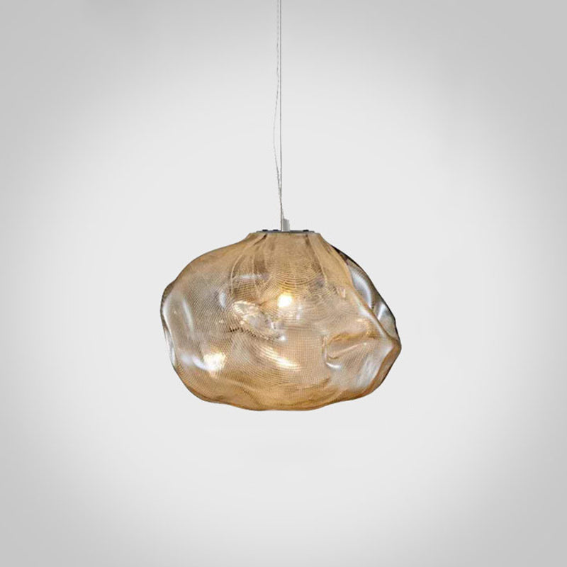 1 Light Bun Hanging Lights Post-Modern Lattice Glass Ceiling Fixture for Restaurant Amber 8" Clearhalo 'Ceiling Lights' 'Pendant Lights' 'Pendants' Lighting' 2629985_624e1860-4dcd-4ff9-b037-6112dc673580