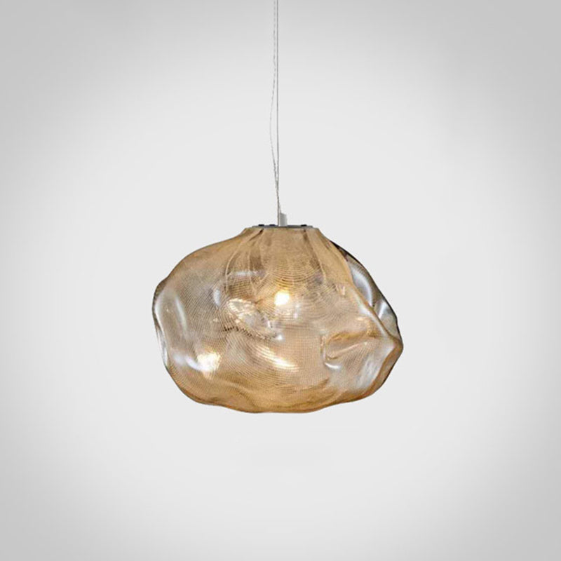 1 Light Bun Hanging Lights Post-Modern Lattice Glass Ceiling Fixture for Restaurant Clearhalo 'Ceiling Lights' 'Pendant Lights' 'Pendants' Lighting' 2629987