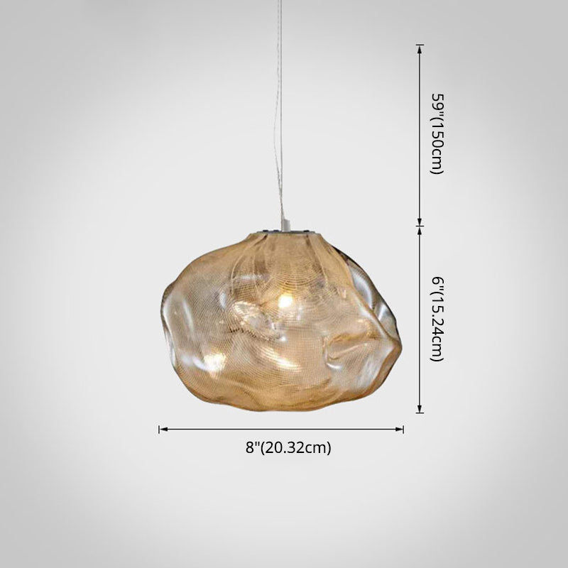 1 Light Bun Hanging Lights Post-Modern Lattice Glass Ceiling Fixture for Restaurant Clearhalo 'Ceiling Lights' 'Pendant Lights' 'Pendants' Lighting' 2629992