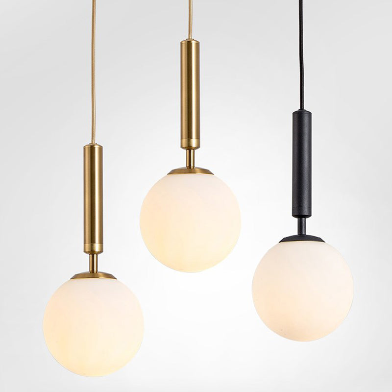 1 Light Sphere Pendant Lighting Mid-Century Modern White Glass Pendant Lighting Fixtures for Restaurant Clearhalo 'Ceiling Lights' 'Pendant Lights' 'Pendants' Lighting' options 2630022