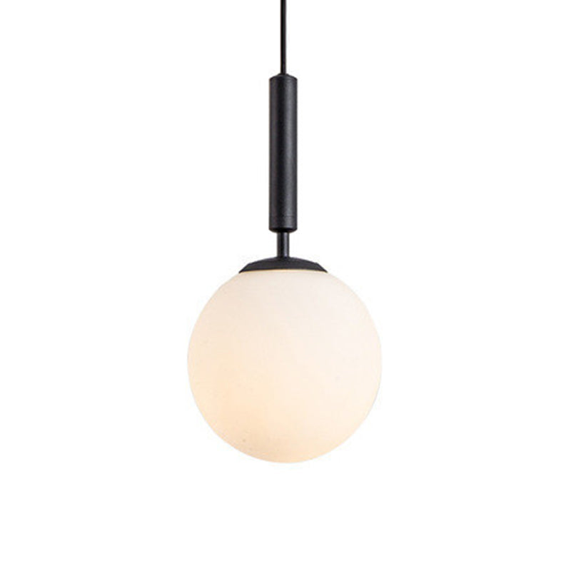 1 Light Sphere Pendant Lighting Mid-Century Modern White Glass Pendant Lighting Fixtures for Restaurant Clearhalo 'Ceiling Lights' 'Pendant Lights' 'Pendants' Lighting' options 2630024