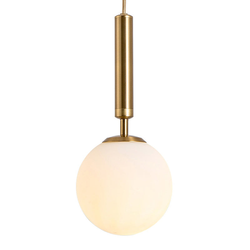 1 Light Sphere Pendant Lighting Mid-Century Modern White Glass Pendant Lighting Fixtures for Restaurant Clearhalo 'Ceiling Lights' 'Pendant Lights' 'Pendants' Lighting' options 2630025