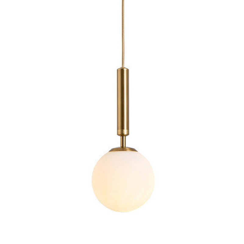 1 Light Sphere Pendant Lighting Mid-Century Modern White Glass Pendant Lighting Fixtures for Restaurant Clearhalo 'Ceiling Lights' 'Pendant Lights' 'Pendants' Lighting' options 2630028