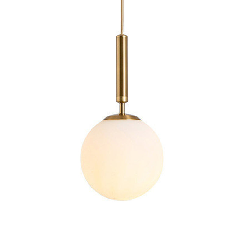 1 Light Sphere Pendant Lighting Mid-Century Modern White Glass Pendant Lighting Fixtures for Restaurant Clearhalo 'Ceiling Lights' 'Pendant Lights' 'Pendants' Lighting' options 2630030