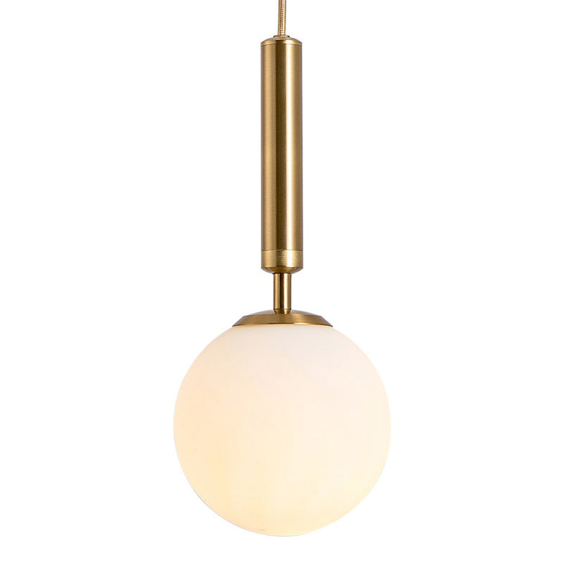 1 Light Sphere Pendant Lighting Mid-Century Modern White Glass Pendant Lighting Fixtures for Restaurant Clearhalo 'Ceiling Lights' 'Pendant Lights' 'Pendants' Lighting' options 2630031