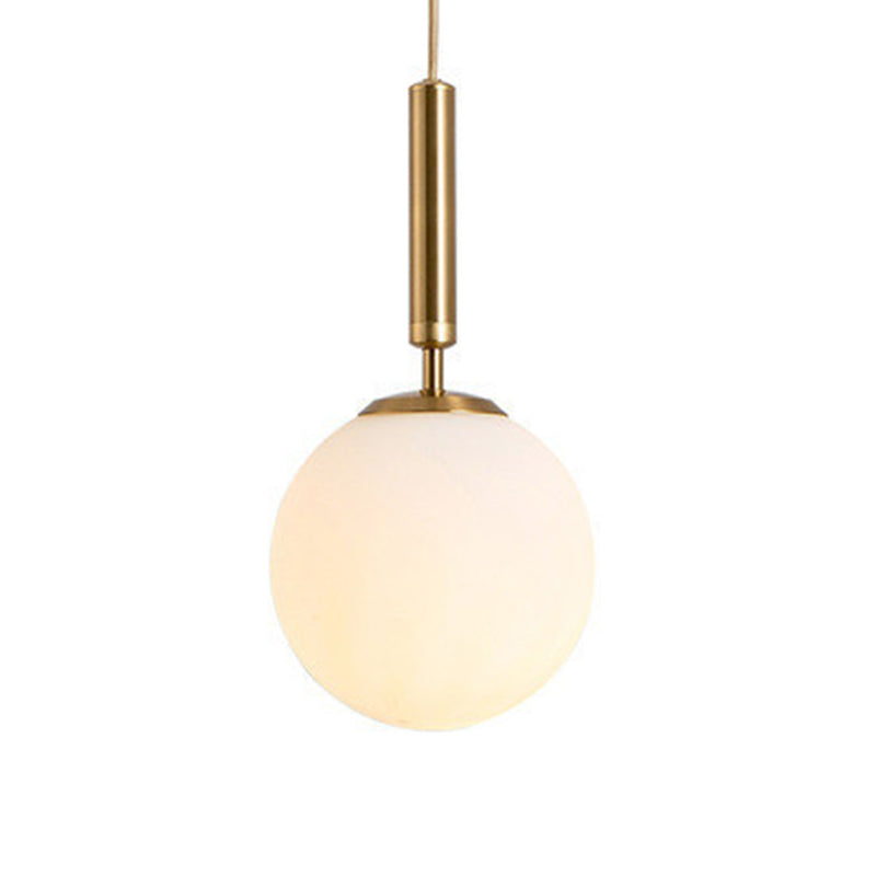 1 Light Sphere Pendant Lighting Mid-Century Modern White Glass Pendant Lighting Fixtures for Restaurant Clearhalo 'Ceiling Lights' 'Pendant Lights' 'Pendants' Lighting' options 2630032