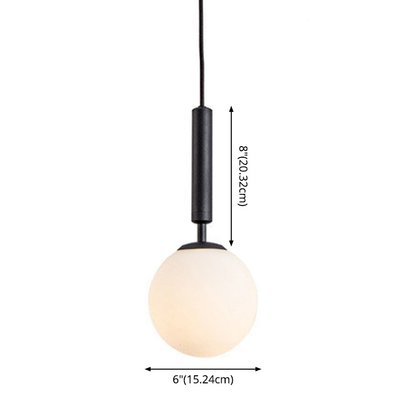 1 Light Sphere Pendant Lighting Mid-Century Modern White Glass Pendant Lighting Fixtures for Restaurant Clearhalo 'Ceiling Lights' 'Pendant Lights' 'Pendants' Lighting' options 2630033