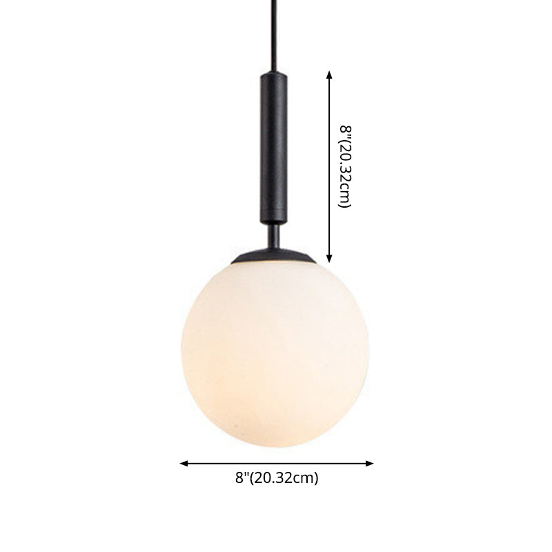 1 Light Sphere Pendant Lighting Mid-Century Modern White Glass Pendant Lighting Fixtures for Restaurant Clearhalo 'Ceiling Lights' 'Pendant Lights' 'Pendants' Lighting' options 2630034