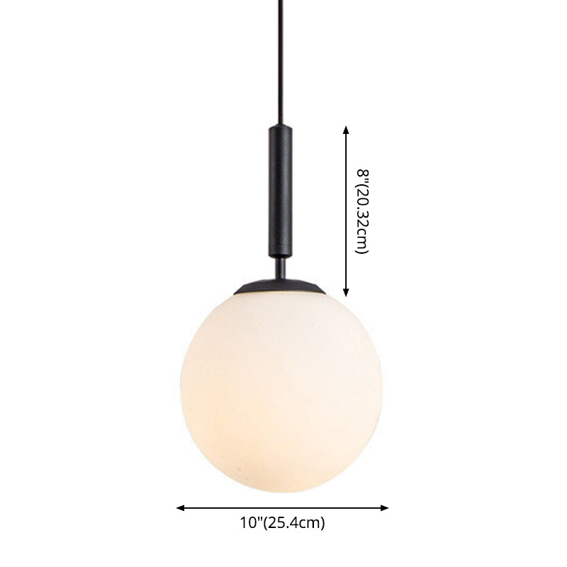 1 Light Sphere Pendant Lighting Mid-Century Modern White Glass Pendant Lighting Fixtures for Restaurant Clearhalo 'Ceiling Lights' 'Pendant Lights' 'Pendants' Lighting' options 2630035