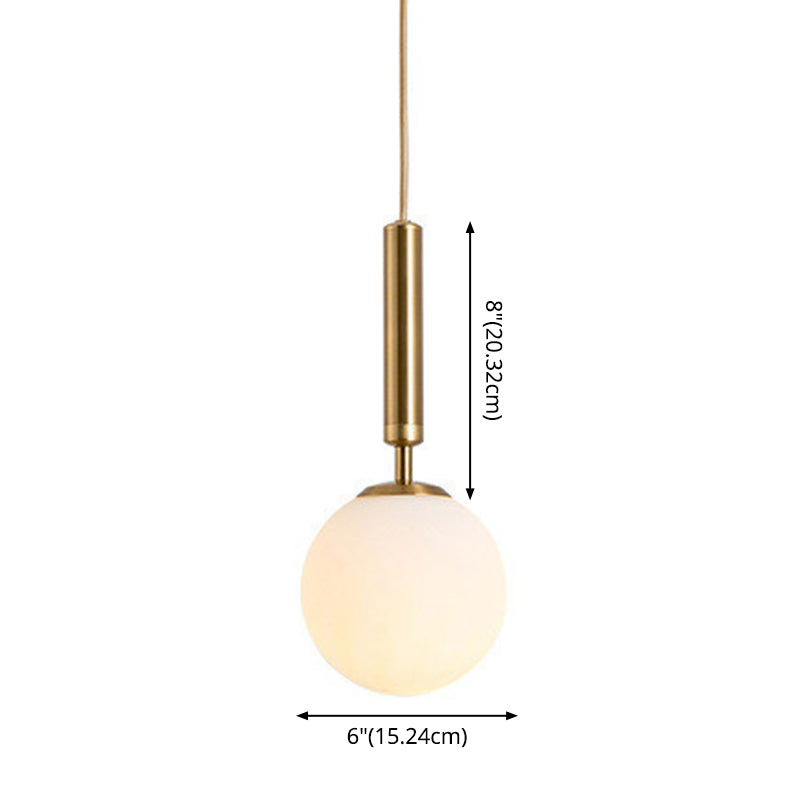 1 Light Sphere Pendant Lighting Mid-Century Modern White Glass Pendant Lighting Fixtures for Restaurant Clearhalo 'Ceiling Lights' 'Pendant Lights' 'Pendants' Lighting' options 2630036