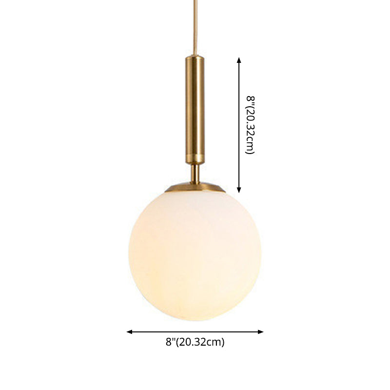 1 Light Sphere Pendant Lighting Mid-Century Modern White Glass Pendant Lighting Fixtures for Restaurant Clearhalo 'Ceiling Lights' 'Pendant Lights' 'Pendants' Lighting' options 2630037