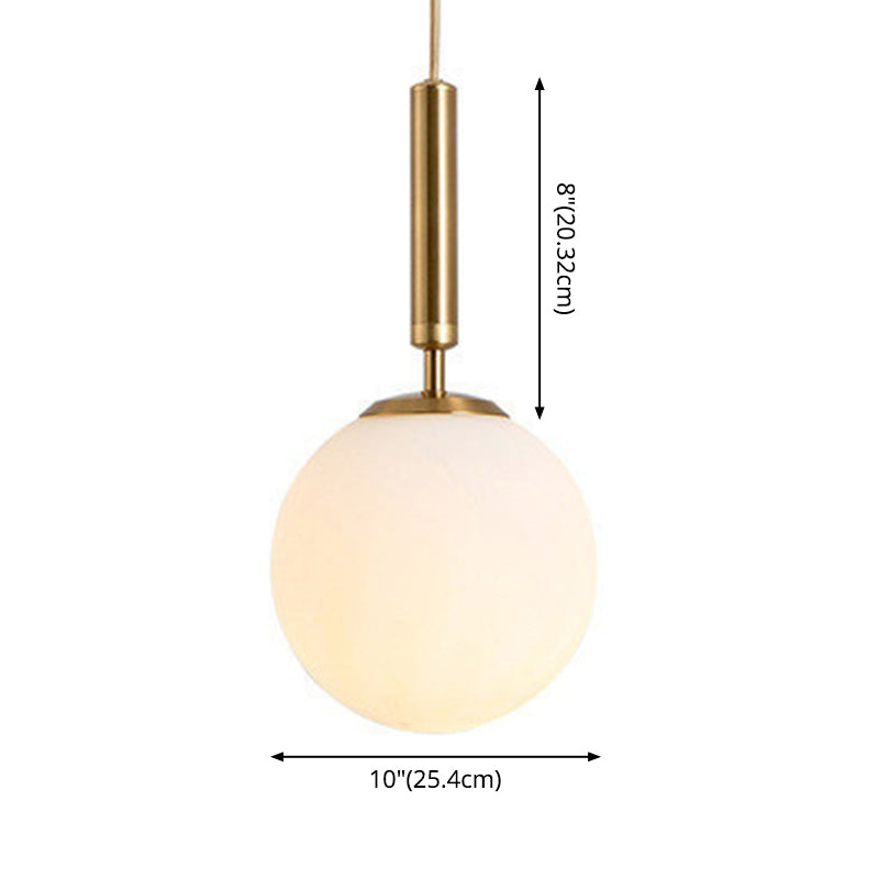 1 Light Sphere Pendant Lighting Mid-Century Modern White Glass Pendant Lighting Fixtures for Restaurant Clearhalo 'Ceiling Lights' 'Pendant Lights' 'Pendants' Lighting' options 2630038