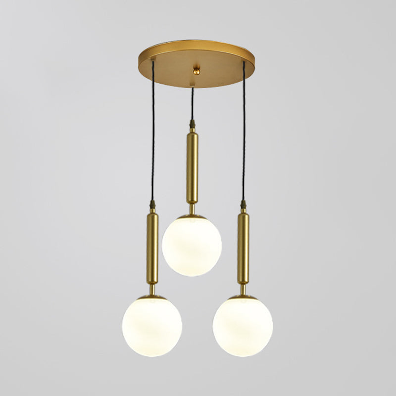 3 Lights Spherical Multi Light Pendant Creative Modern Glass Pendant for Clothing Store Gold White Glass Round Clearhalo 'Ceiling Lights' 'Pendant Lights' 'Pendants' Lighting' options 2630040_96c44ed0-d550-4a05-b328-b337df21f6b6