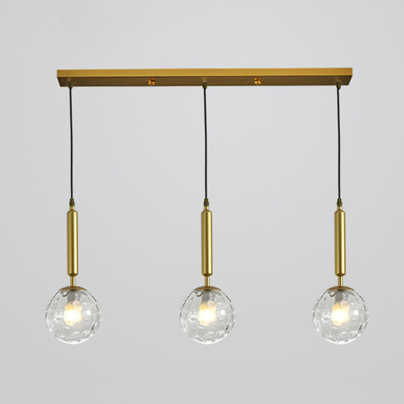 3 Lights Spherical Multi Light Pendant Creative Modern Glass Pendant for Clothing Store Gold Clear Glass Linear Clearhalo 'Ceiling Lights' 'Pendant Lights' 'Pendants' Lighting' options 2630046_856435ea-59c5-44b5-834f-f1f129e474b5