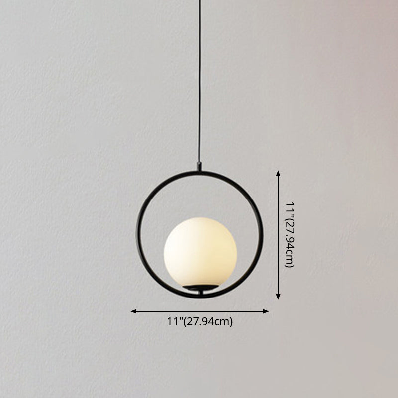 1 Light Hanging Light Fixtures Mid-Century Modern White Glass Hanging Pendant Lights for Bedroom Clearhalo 'Ceiling Lights' 'Pendant Lights' 'Pendants' Lighting' options 2630092
