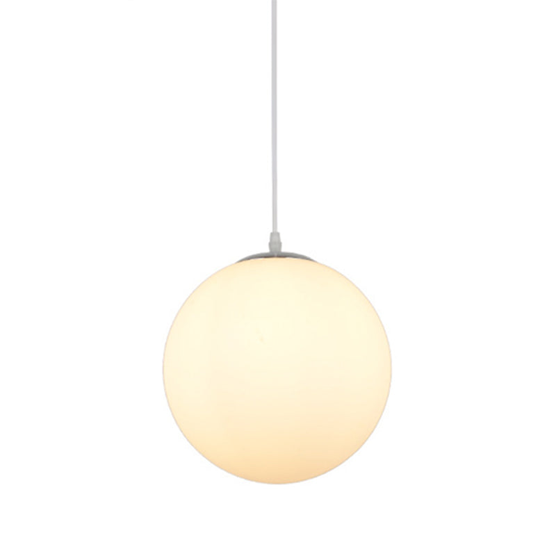 1 Light Round Ceiling Light Modern Simple White Glass Ceiling Fixture for Restaurant White 10" Clearhalo 'Ceiling Lights' 'Pendant Lights' 'Pendants' Lighting' 2630104