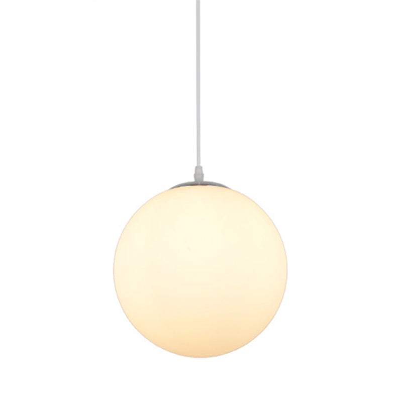 1 Light Round Ceiling Light Modern Simple White Glass Ceiling Fixture for Restaurant White 12" Clearhalo 'Ceiling Lights' 'Pendant Lights' 'Pendants' Lighting' 2630106