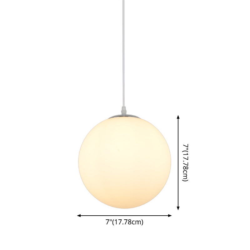 1 Light Round Ceiling Light Modern Simple White Glass Ceiling Fixture for Restaurant Clearhalo 'Ceiling Lights' 'Pendant Lights' 'Pendants' Lighting' 2630111