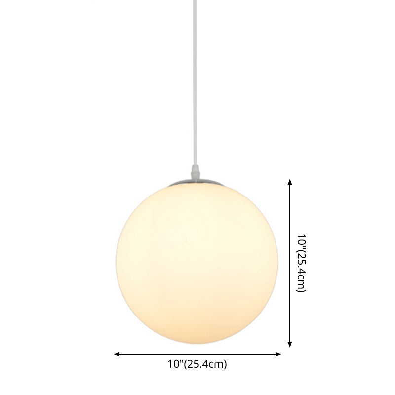 1 Light Round Ceiling Light Modern Simple White Glass Ceiling Fixture for Restaurant Clearhalo 'Ceiling Lights' 'Pendant Lights' 'Pendants' Lighting' 2630113