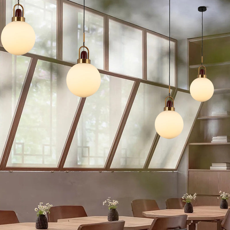 1 Light Ceiling Light Modern Simple White Glass Hanging Pendant Lights for Restaurant Clearhalo 'Ceiling Lights' 'Pendant Lights' 'Pendants' Lighting' 2630122