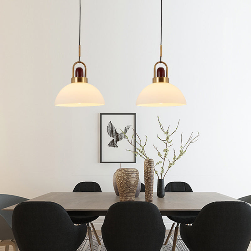 1 Light Ceiling Light Modern Simple White Glass Hanging Pendant Lights for Restaurant Clearhalo 'Ceiling Lights' 'Pendant Lights' 'Pendants' Lighting' 2630124