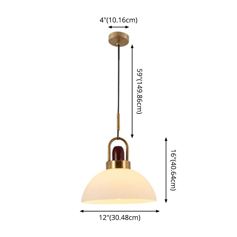 1 Light Ceiling Light Modern Simple White Glass Hanging Pendant Lights for Restaurant Clearhalo 'Ceiling Lights' 'Pendant Lights' 'Pendants' Lighting' 2630128