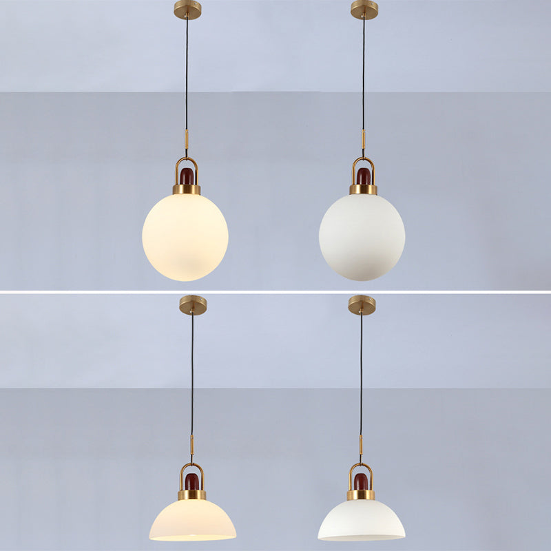 1 Light Ceiling Light Modern Simple White Glass Hanging Pendant Lights for Restaurant Clearhalo 'Ceiling Lights' 'Pendant Lights' 'Pendants' Lighting' 2630130